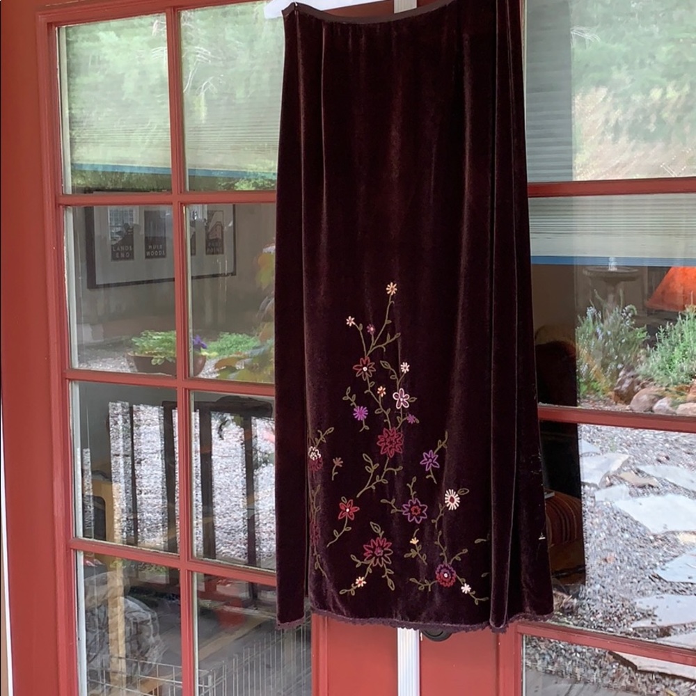 J Jill velvet skirt with flower embroidery.